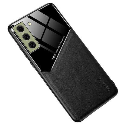 For Samsung Galaxy S21 FE 5G Leather Coated TPU + PC Case Phone Cover with Car Mount Metal Sheet