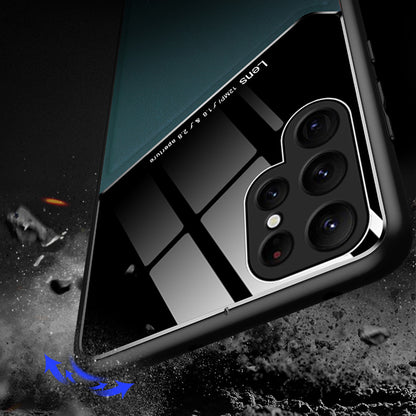 For Samsung Galaxy S23 Ultra Cell Phone Case Leather Coated TPU + PC Magnetic Car Mount Phone Cover