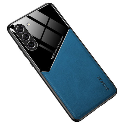 For Samsung Galaxy S23+ Leather Coated TPU + PC Phone Case Car Mount Metal Sheet Protective Cover