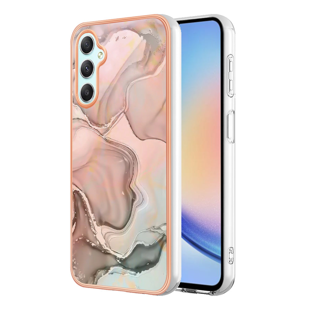 YB IMD Series-16 Style E TPU Back Case for Samsung Galaxy A24 4G , IMD 2.0mm Electroplating Marble Pattern Phone Cover