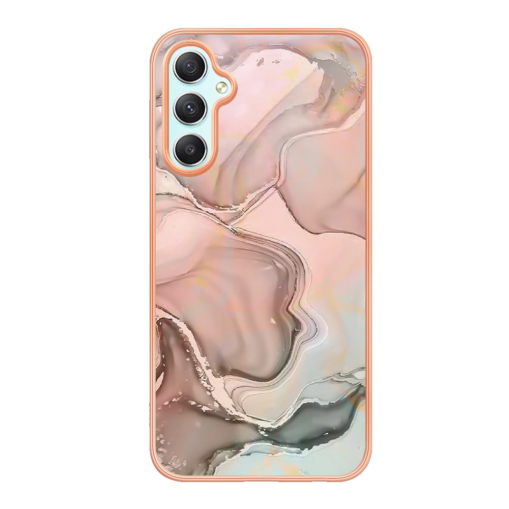 YB IMD Series-16 Style E TPU Back Case for Samsung Galaxy A24 4G , IMD 2.0mm Electroplating Marble Pattern Phone Cover