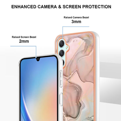 YB IMD Series-16 Style E TPU Back Case for Samsung Galaxy A24 4G , IMD 2.0mm Electroplating Marble Pattern Phone Cover