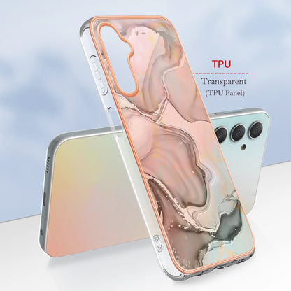 YB IMD Series-16 Style E TPU Back Case for Samsung Galaxy A24 4G , IMD 2.0mm Electroplating Marble Pattern Phone Cover