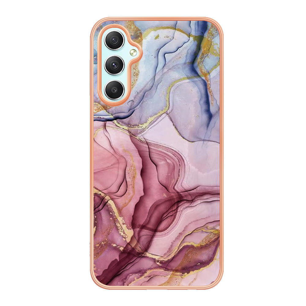 YB IMD Series-16 Style E TPU Back Case for Samsung Galaxy A24 4G , IMD 2.0mm Electroplating Marble Pattern Phone Cover