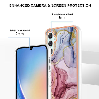YB IMD Series-16 Style E TPU Back Case for Samsung Galaxy A24 4G , IMD 2.0mm Electroplating Marble Pattern Phone Cover