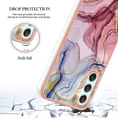 YB IMD Series-16 Style E TPU Back Case for Samsung Galaxy A24 4G , IMD 2.0mm Electroplating Marble Pattern Phone Cover