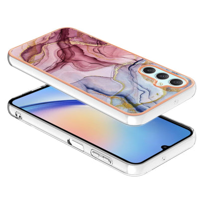 YB IMD Series-16 Style E TPU Back Case for Samsung Galaxy A24 4G , IMD 2.0mm Electroplating Marble Pattern Phone Cover