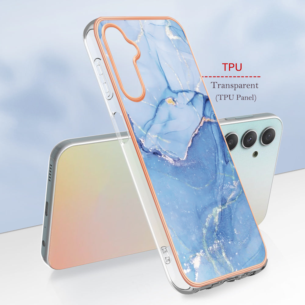 YB IMD Series-16 Style E TPU Back Case for Samsung Galaxy A24 4G , IMD 2.0mm Electroplating Marble Pattern Phone Cover