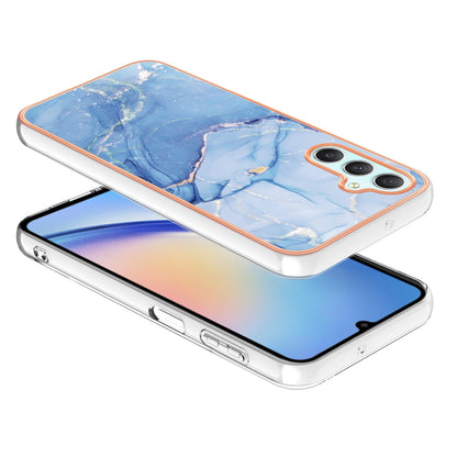 YB IMD Series-16 Style E TPU Back Case for Samsung Galaxy A24 4G , IMD 2.0mm Electroplating Marble Pattern Phone Cover