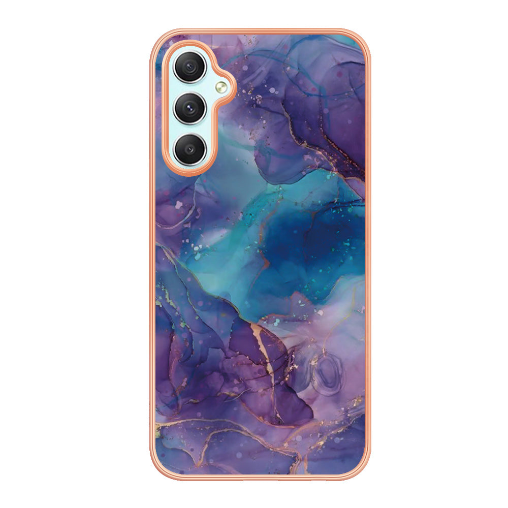 YB IMD Series-16 Style E TPU Back Case for Samsung Galaxy A24 4G , IMD 2.0mm Electroplating Marble Pattern Phone Cover