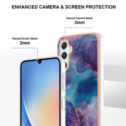YB IMD Series-16 Style E TPU Back Case for Samsung Galaxy A24 4G , IMD 2.0mm Electroplating Marble Pattern Phone Cover