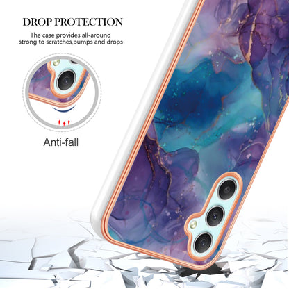 YB IMD Series-16 Style E TPU Back Case for Samsung Galaxy A24 4G , IMD 2.0mm Electroplating Marble Pattern Phone Cover