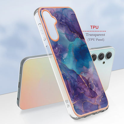 YB IMD Series-16 Style E TPU Back Case for Samsung Galaxy A24 4G , IMD 2.0mm Electroplating Marble Pattern Phone Cover