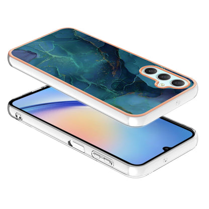YB IMD Series-16 Style E TPU Back Case for Samsung Galaxy A24 4G , IMD 2.0mm Electroplating Marble Pattern Phone Cover
