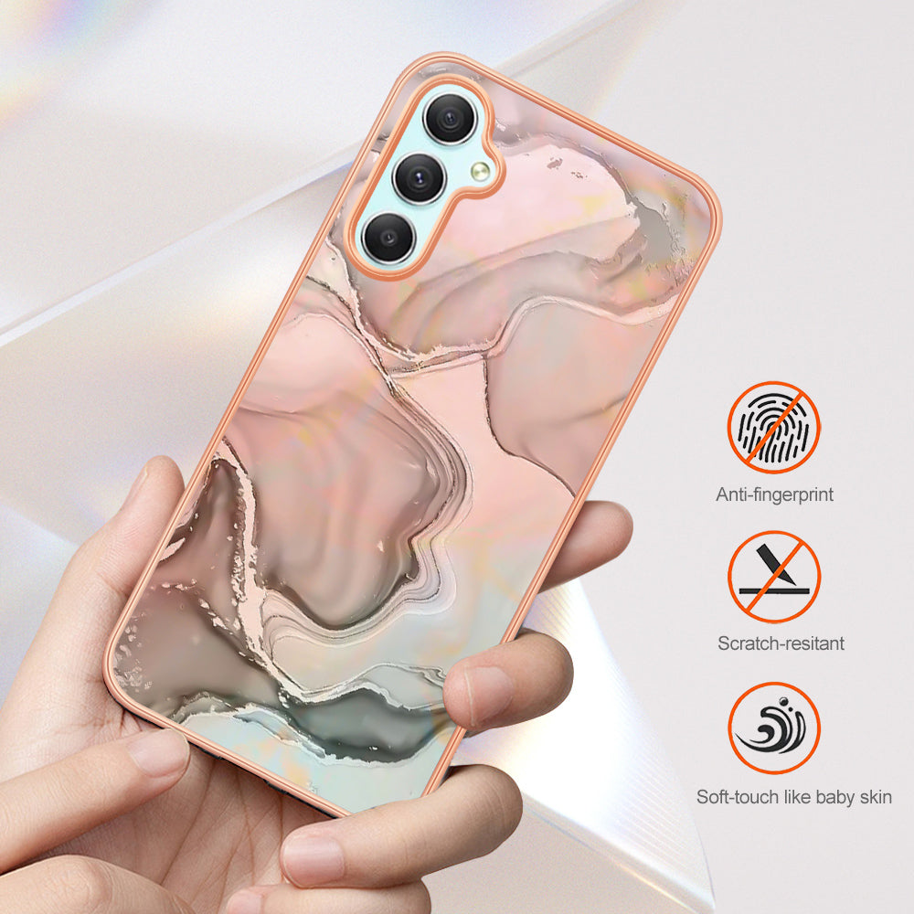 YB IMD Series-16 Style E TPU Back Case for Samsung Galaxy A24 4G , IMD 2.0mm Electroplating Marble Pattern Phone Cover