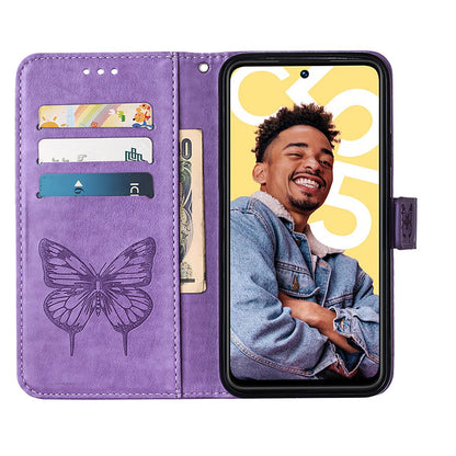 YB Imprinting Series-4 For Realme C55 Imprinted Pattern Wallet Phone Case Leather Stand Cover with Hand Strap