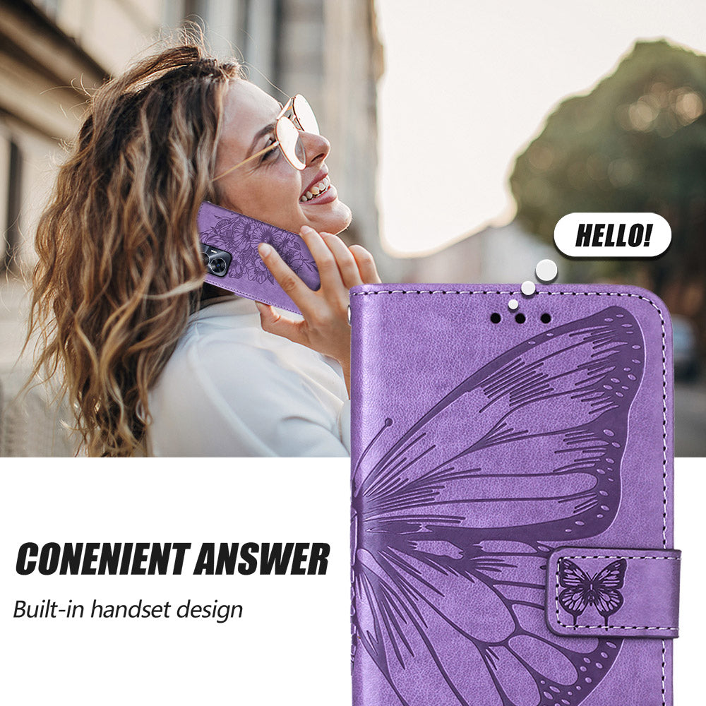 YB Imprinting Series-4 For Realme C55 Imprinted Pattern Wallet Phone Case Leather Stand Cover with Hand Strap