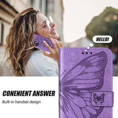 YB Imprinting Series-4 For Realme C55 Imprinted Pattern Wallet Phone Case Leather Stand Cover with Hand Strap