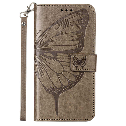 YB Imprinting Series-4 For Realme C55 Imprinted Pattern Wallet Phone Case Leather Stand Cover with Hand Strap