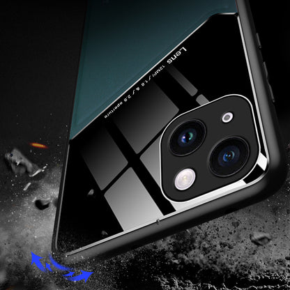 For iPhone 14 Protective Case TPU + PC + Textured PU Leather Coating Drop-proof Phone Cover Support Magnetic Car Mount