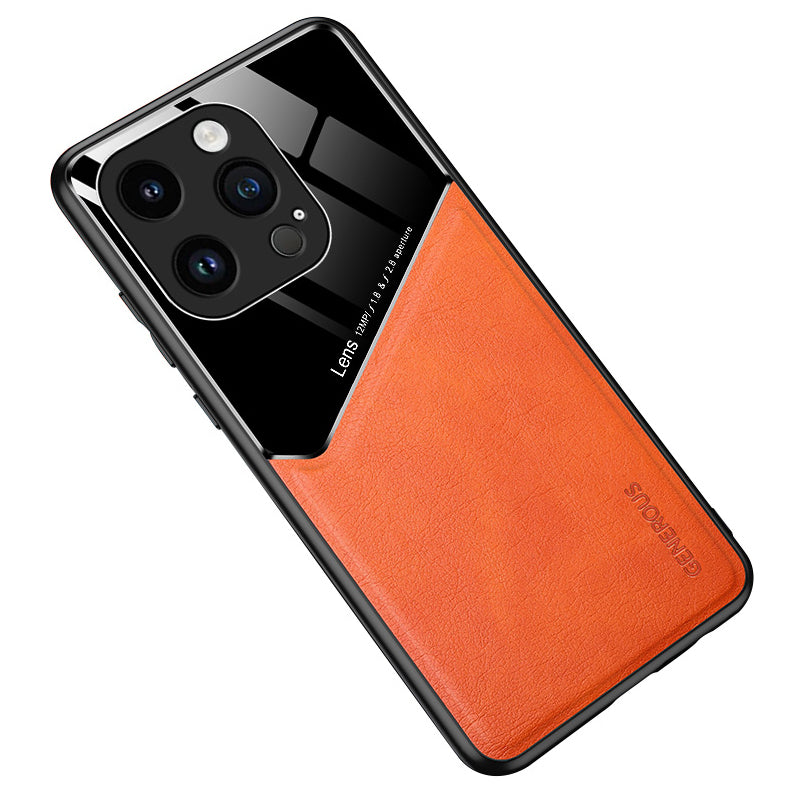 For iPhone 14 Pro Max Leather Coated TPU + PC Case Built-in Magnetic Holder Metal Sheet Phone Cover