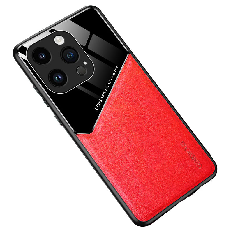 For iPhone 14 Pro Max Leather Coated TPU + PC Case Built-in Magnetic Holder Metal Sheet Phone Cover