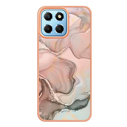 YB IMD Series-16 Style E Marble Pattern TPU Case for Honor X8 5G , Electroplating 2.0mm IMD Phone Cover