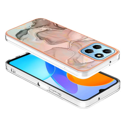 YB IMD Series-16 Style E Marble Pattern TPU Case for Honor X8 5G , Electroplating 2.0mm IMD Phone Cover