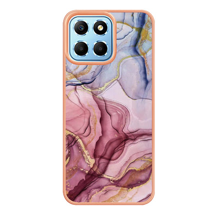 YB IMD Series-16 Style E Marble Pattern TPU Case for Honor X8 5G , Electroplating 2.0mm IMD Phone Cover