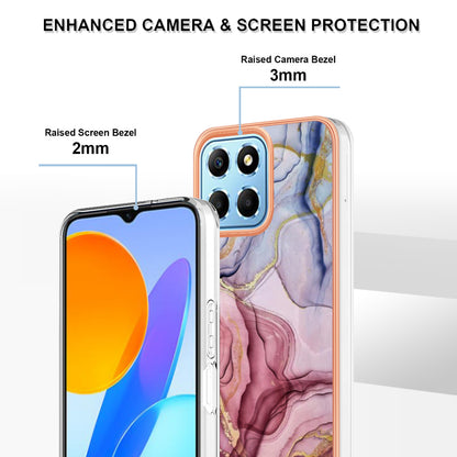 YB IMD Series-16 Style E Marble Pattern TPU Case for Honor X8 5G , Electroplating 2.0mm IMD Phone Cover