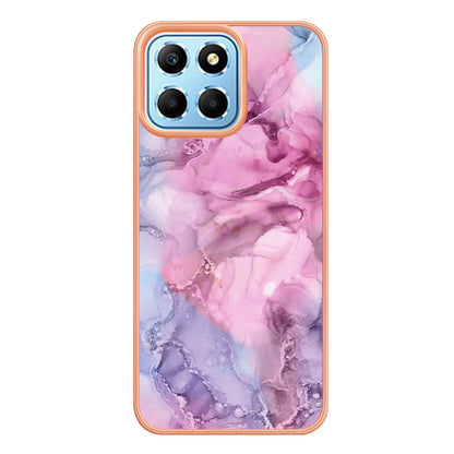 YB IMD Series-16 Style E Marble Pattern TPU Case for Honor X8 5G , Electroplating 2.0mm IMD Phone Cover