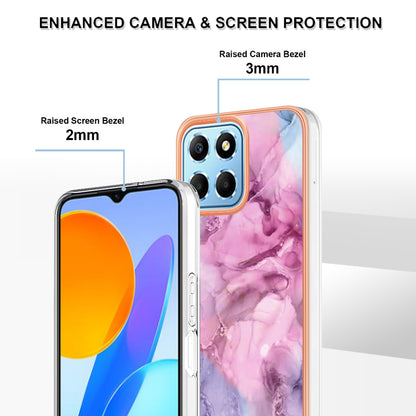 YB IMD Series-16 Style E Marble Pattern TPU Case for Honor X8 5G , Electroplating 2.0mm IMD Phone Cover