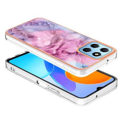 YB IMD Series-16 Style E Marble Pattern TPU Case for Honor X8 5G , Electroplating 2.0mm IMD Phone Cover