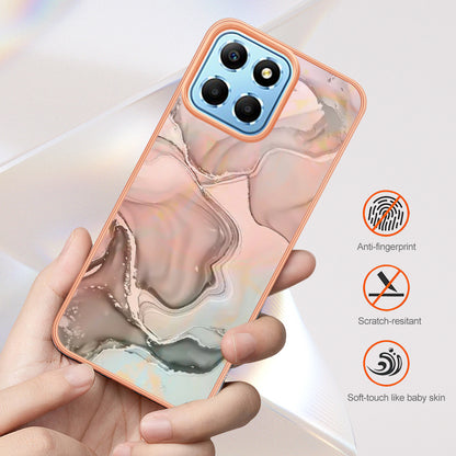YB IMD Series-16 Style E Marble Pattern TPU Case for Honor X8 5G , Electroplating 2.0mm IMD Phone Cover