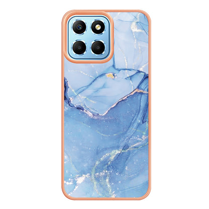 YB IMD Series-16 Style E Marble Pattern TPU Case for Honor X8 5G , Electroplating 2.0mm IMD Phone Cover