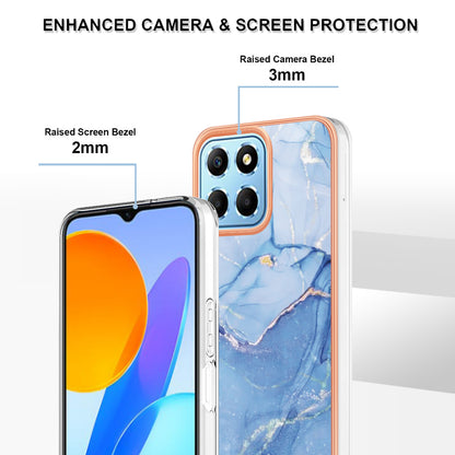 YB IMD Series-16 Style E Marble Pattern TPU Case for Honor X8 5G , Electroplating 2.0mm IMD Phone Cover