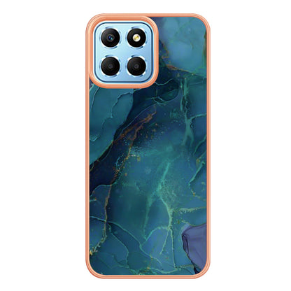 YB IMD Series-16 Style E Marble Pattern TPU Case for Honor X8 5G , Electroplating 2.0mm IMD Phone Cover