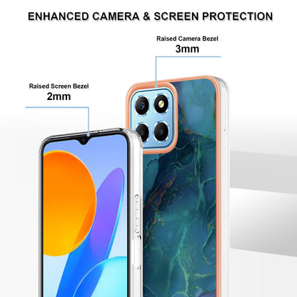 YB IMD Series-16 Style E Marble Pattern TPU Case for Honor X8 5G , Electroplating 2.0mm IMD Phone Cover