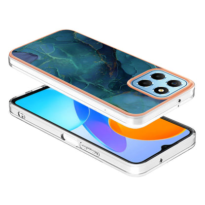YB IMD Series-16 Style E Marble Pattern TPU Case for Honor X8 5G , Electroplating 2.0mm IMD Phone Cover