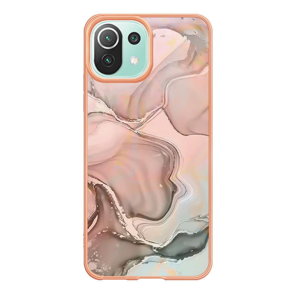 YB IMD Series-16 Style E Phone Case for Xiaomi Mi 11 Lite 4G / 5G / 11 Lite 5G NE , Marble Pattern 2.0mm TPU IMD Cover