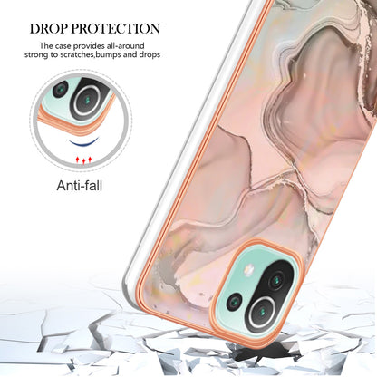 YB IMD Series-16 Style E Phone Case for Xiaomi Mi 11 Lite 4G / 5G / 11 Lite 5G NE , Marble Pattern 2.0mm TPU IMD Cover