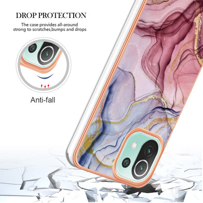 YB IMD Series-16 Style E Phone Case for Xiaomi Mi 11 Lite 4G / 5G / 11 Lite 5G NE , Marble Pattern 2.0mm TPU IMD Cover
