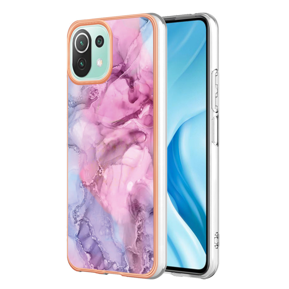 YB IMD Series-16 Style E Phone Case for Xiaomi Mi 11 Lite 4G / 5G / 11 Lite 5G NE , Marble Pattern 2.0mm TPU IMD Cover