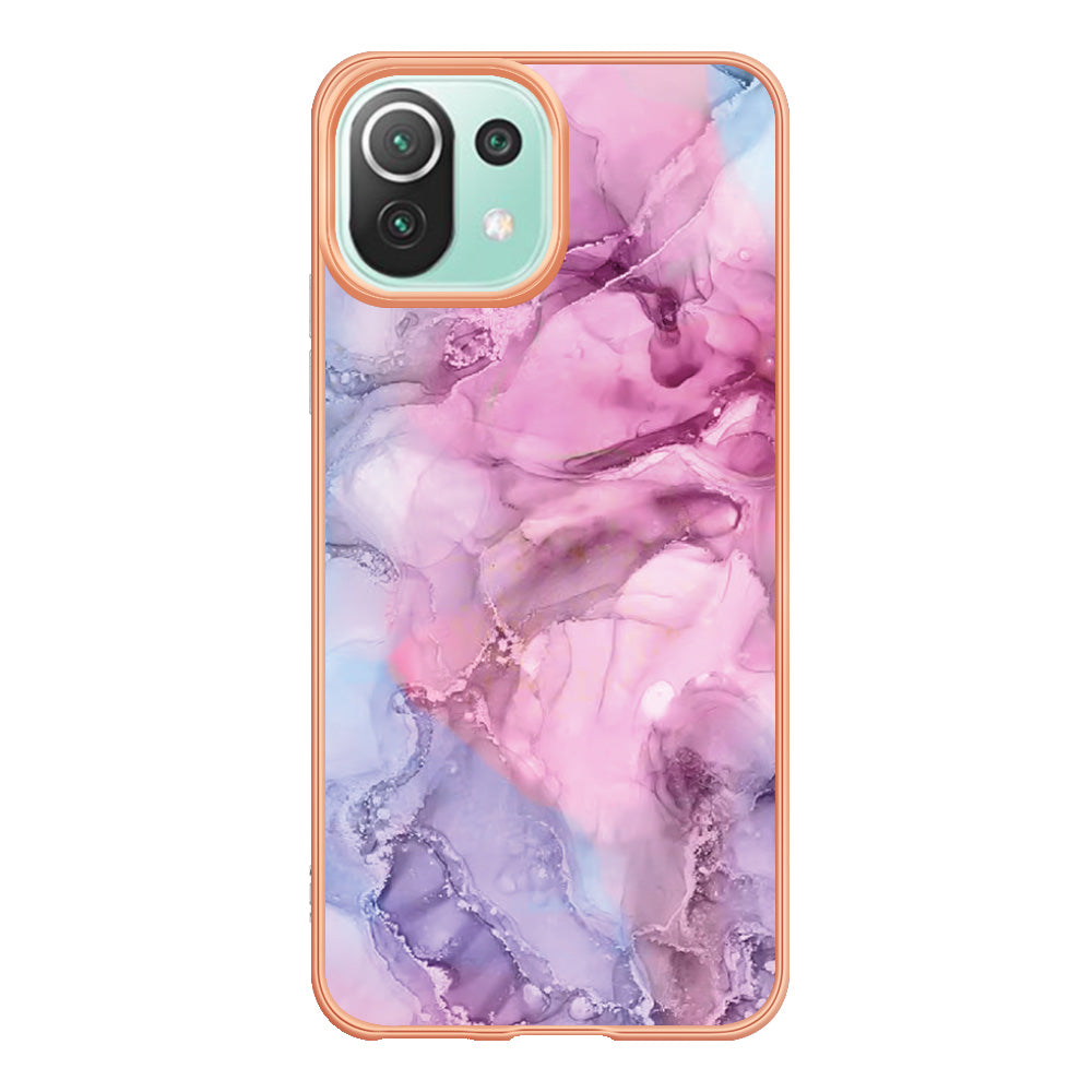 YB IMD Series-16 Style E Phone Case for Xiaomi Mi 11 Lite 4G / 5G / 11 Lite 5G NE , Marble Pattern 2.0mm TPU IMD Cover