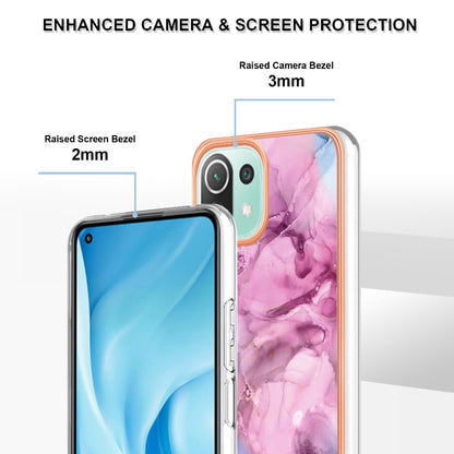 YB IMD Series-16 Style E Phone Case for Xiaomi Mi 11 Lite 4G / 5G / 11 Lite 5G NE , Marble Pattern 2.0mm TPU IMD Cover
