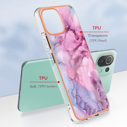 YB IMD Series-16 Style E Phone Case for Xiaomi Mi 11 Lite 4G / 5G / 11 Lite 5G NE , Marble Pattern 2.0mm TPU IMD Cover