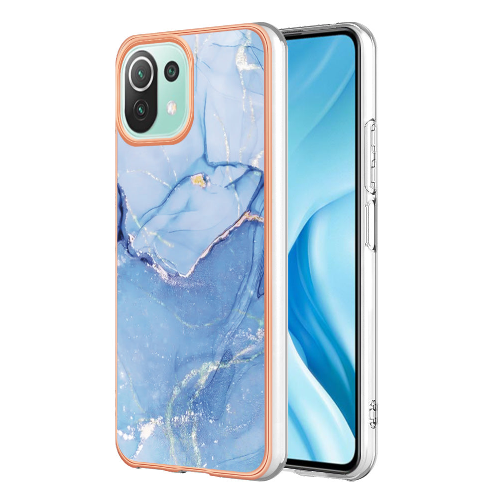 YB IMD Series-16 Style E Phone Case for Xiaomi Mi 11 Lite 4G / 5G / 11 Lite 5G NE , Marble Pattern 2.0mm TPU IMD Cover