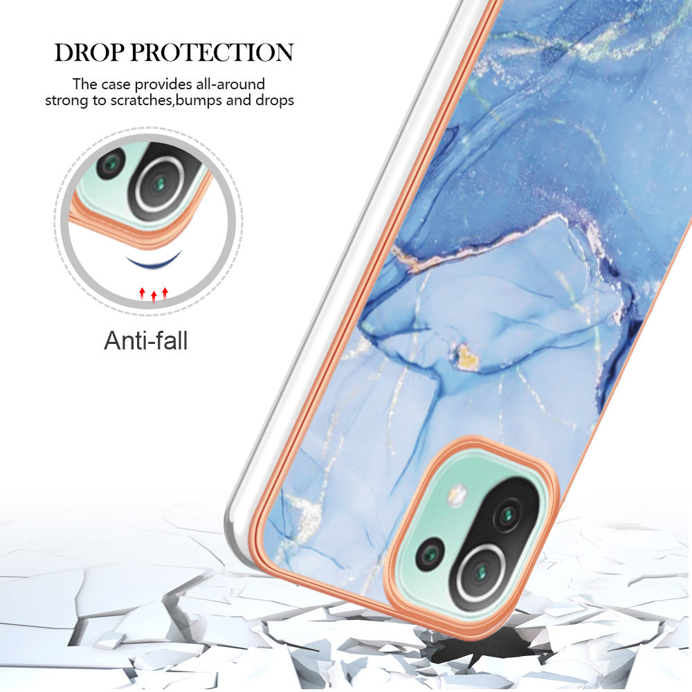 YB IMD Series-16 Style E Phone Case for Xiaomi Mi 11 Lite 4G / 5G / 11 Lite 5G NE , Marble Pattern 2.0mm TPU IMD Cover