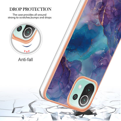 YB IMD Series-16 Style E Phone Case for Xiaomi Mi 11 Lite 4G / 5G / 11 Lite 5G NE , Marble Pattern 2.0mm TPU IMD Cover