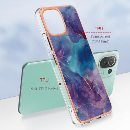 YB IMD Series-16 Style E Phone Case for Xiaomi Mi 11 Lite 4G / 5G / 11 Lite 5G NE , Marble Pattern 2.0mm TPU IMD Cover